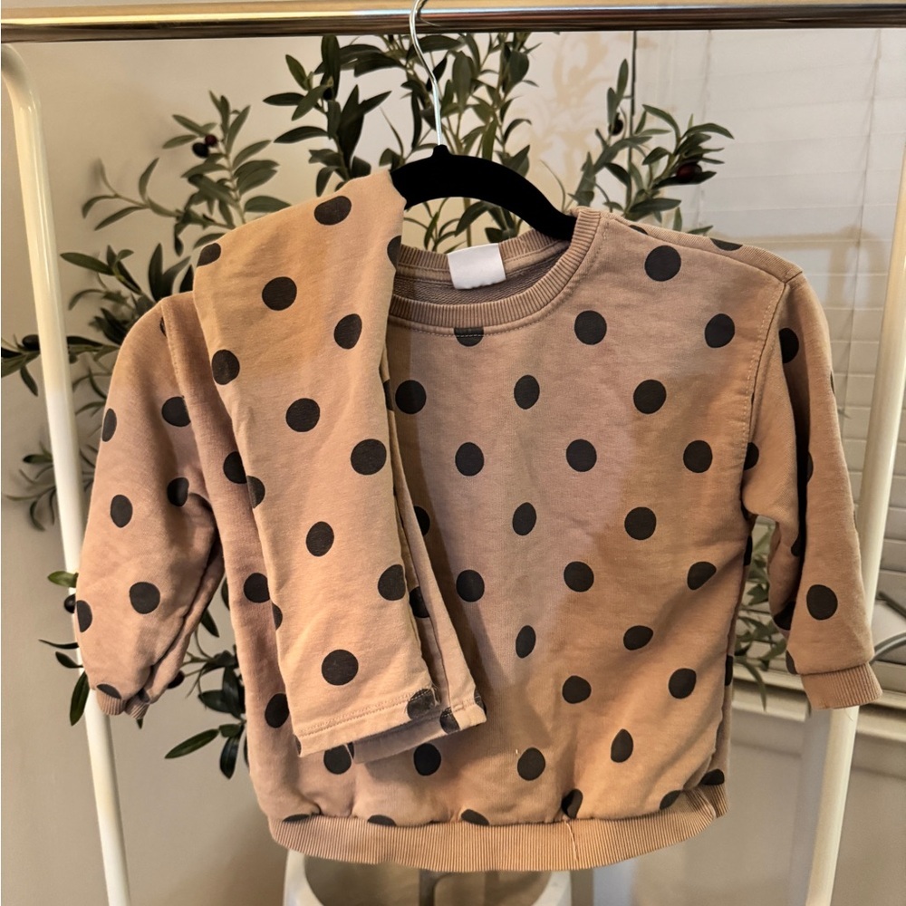 Zara Polka Dot Toddler Sweatshirt and Pants Set size 3-4 years